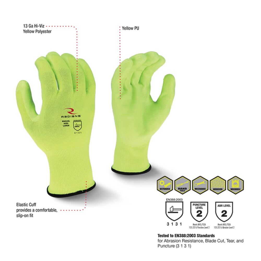 Radians RWG22 Economy Hi-Viz Work Glove 13-Gauge